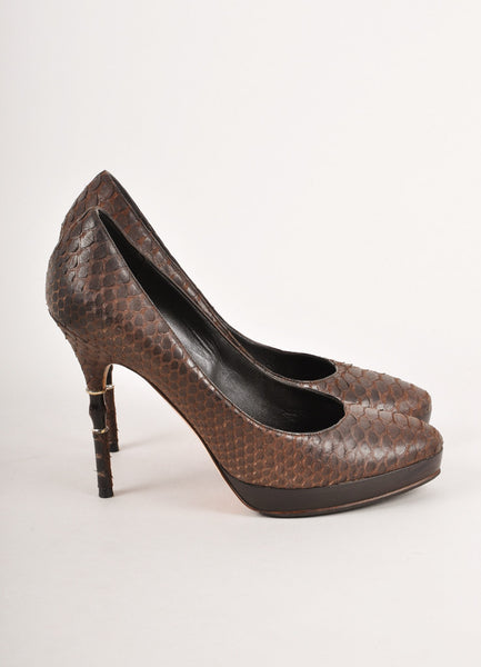 Brown Snakeskin Pumps