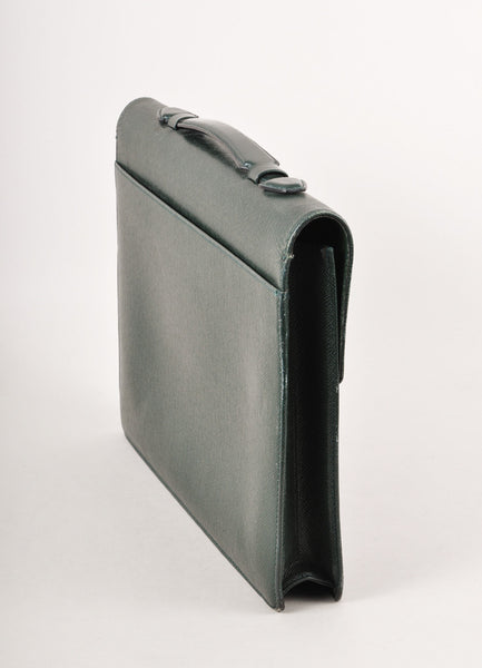Dark Green Epi Leather Pushlock Briefcase