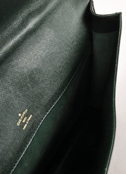 Dark Green Epi Leather Pushlock Briefcase