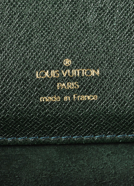Dark Green Epi Leather Pushlock Briefcase