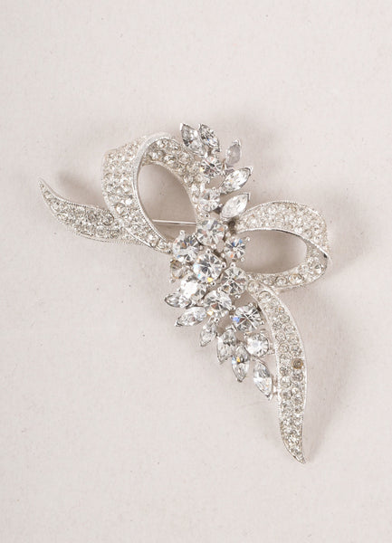 Vintage Rhinestone Embellished Bow Pin