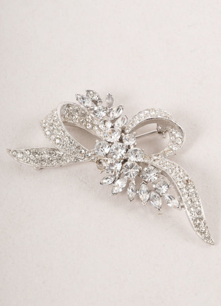 Vintage Rhinestone Embellished Bow Pin