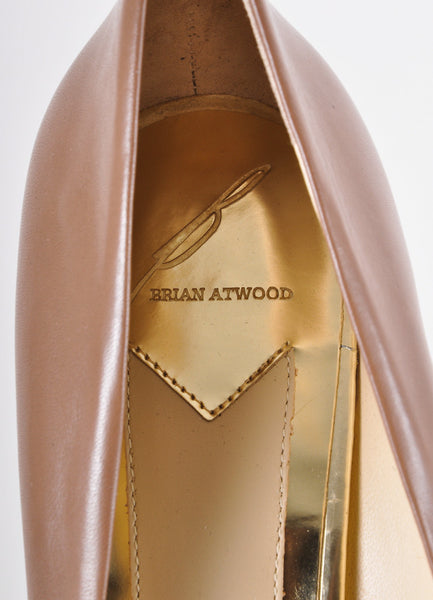 New Brown Leather Peep Toe Pumps