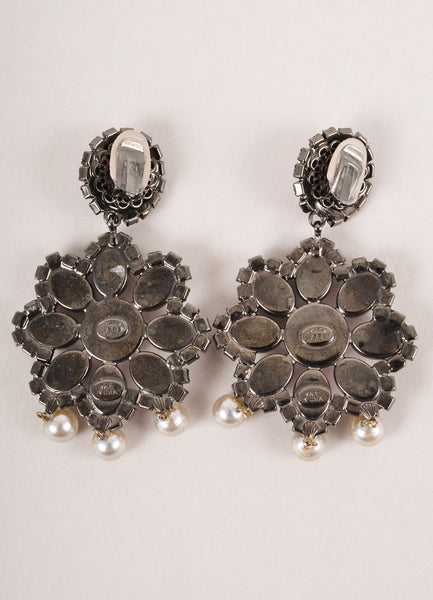 Purple and Grey Embellished Drop Earrings