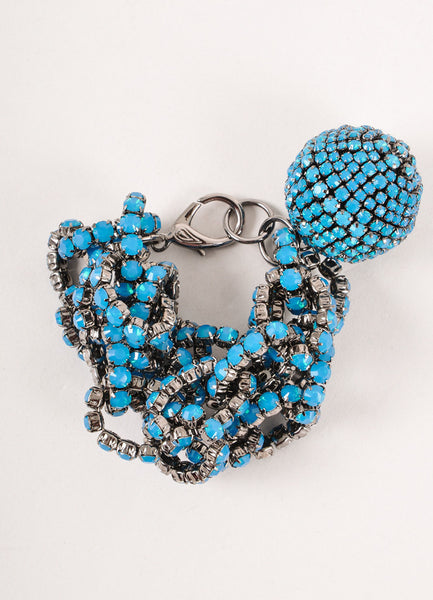 Blue and Silver Rhinestone Embellished Chain Bracelet.