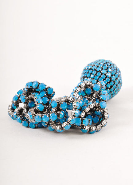 Blue and Silver Rhinestone Embellished Chain Bracelet.