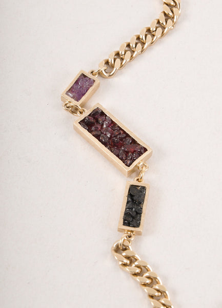 Gold Toned and Purple Amethyst Stone "CC" Pendant Necklace