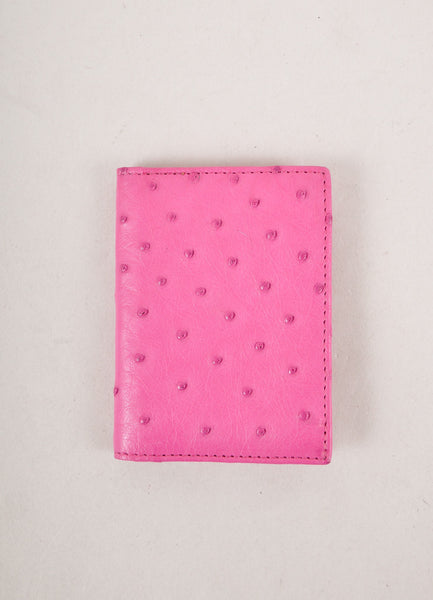 Hot Pink Ostrich Leather Cardholder