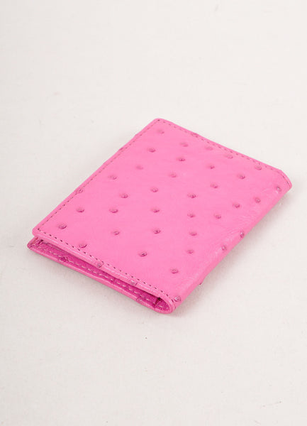 Hot Pink Ostrich Leather Cardholder