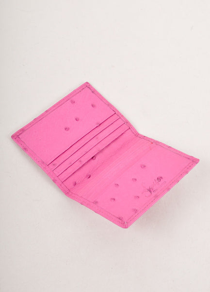 Hot Pink Ostrich Leather Cardholder