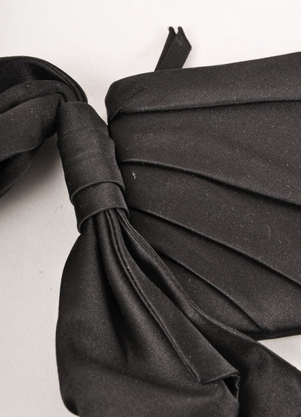 Black Satin Bow Detail Zip Clutch