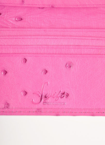 Hot Pink Ostrich Leather Cardholder