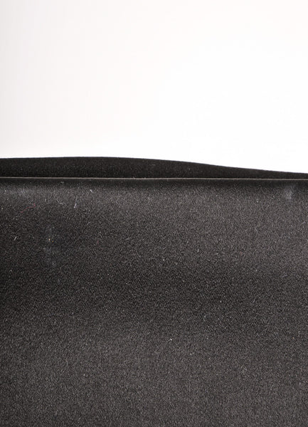 Black Satin Bow Detail Zip Clutch