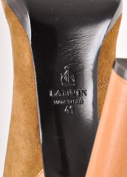 Brown Suede Leather and Shearling Lined Wrap Tie High Heel Boots