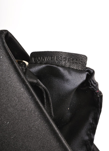 Black Satin Bow Detail Zip Clutch