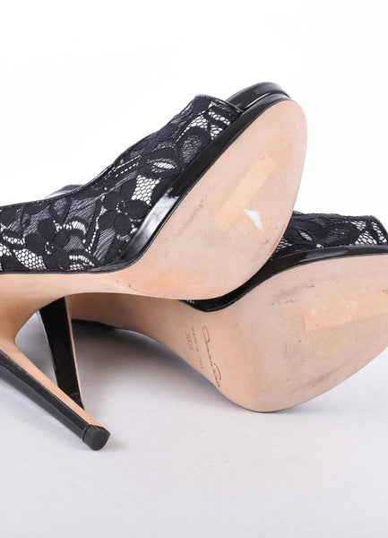 New In Box Lace and Patent Leather Peep Toe Pumps