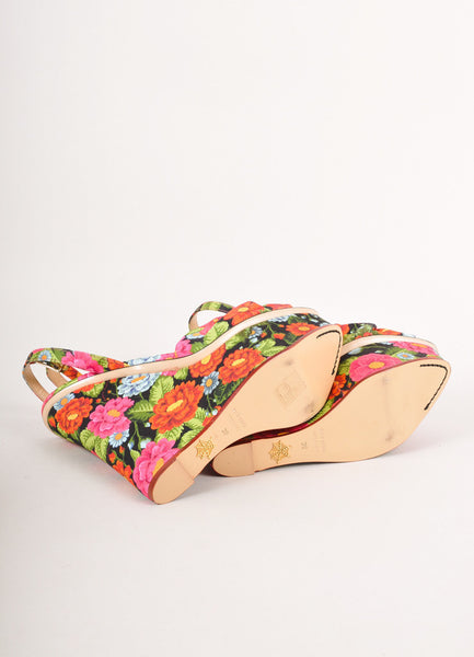 New In Box Multicolor Floral Print Wedge "Melody" Sandals