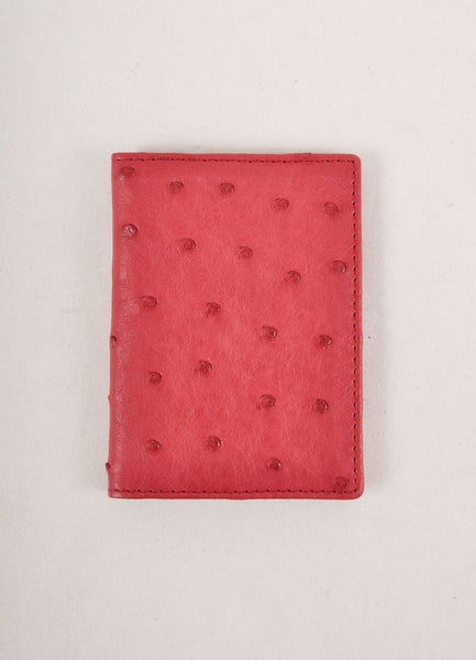 Red Ostrich Leather Cardholder