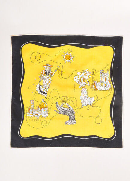 Yellow, Cream, and Black Italy Print Scarf