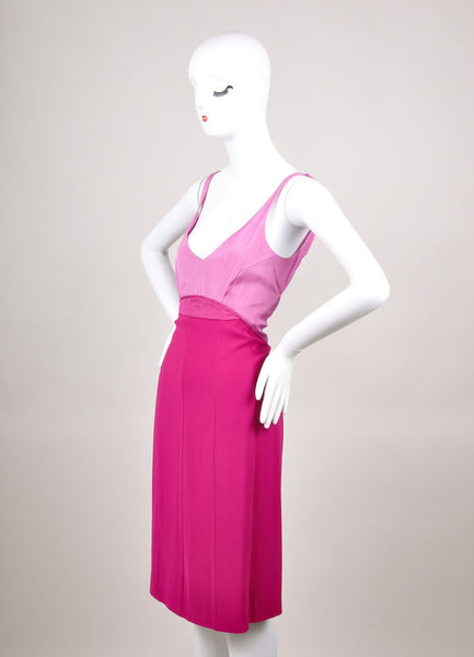 New With Tags Pink Colorblock Sleeveless Silk Dress