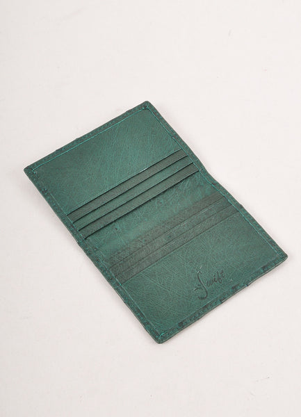 Forest Green Ostrich Leather Cardholder