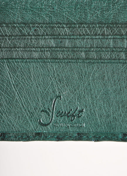 Forest Green Ostrich Leather Cardholder