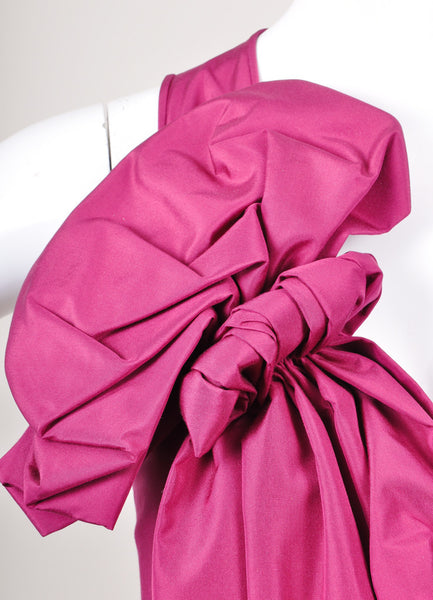 Sculptural Sleeveless Silk Dress With Pink Tulle