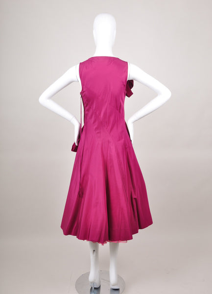 Sculptural Sleeveless Silk Dress With Pink Tulle