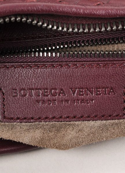 Maroon Leather Woven Shoulder Hobo Bag
