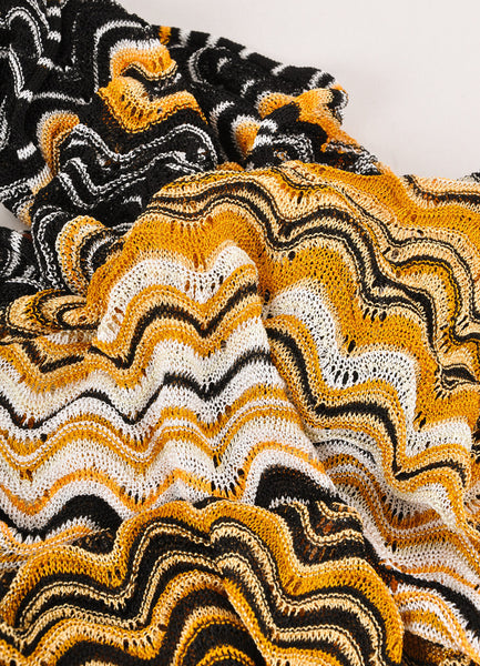 Black, Yellow, and White Knit Eyelet Scarf