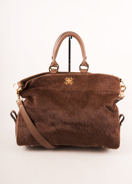 Brown Calfhair  Handbag With Shoulder Strap