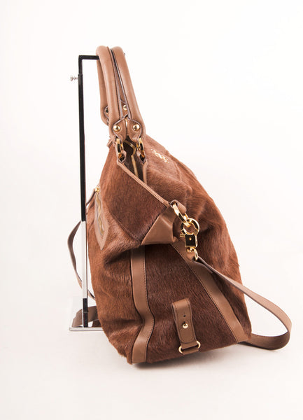 Brown Calfhair  Handbag With Shoulder Strap