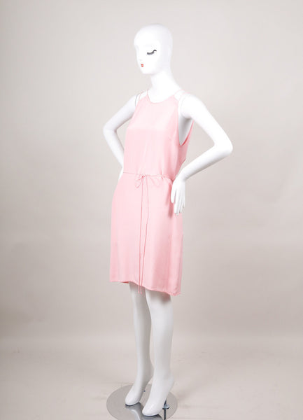 New With Tags Pink Double Strap Paneled Sleeveless Silk Dress