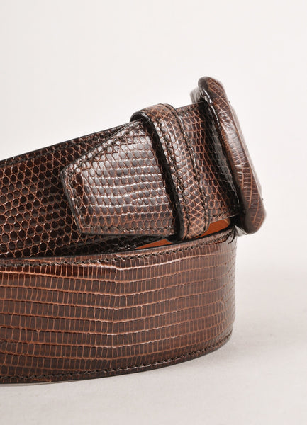 Dark Brown Lizard Skin Leather Belt