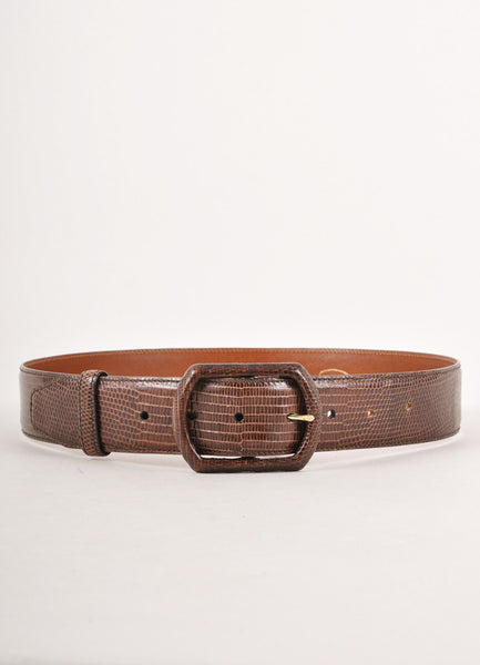 Dark Brown Lizard Skin Leather Belt