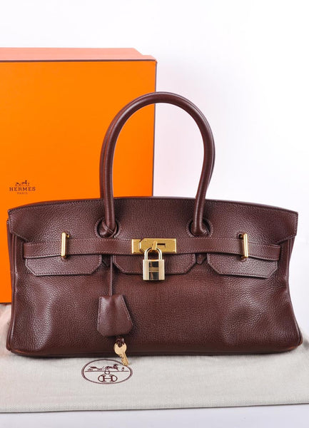 Brown Clemence Leather "JPG Birkin 42cm" Handbag With Gold Hardware