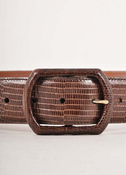 Dark Brown Lizard Skin Leather Belt