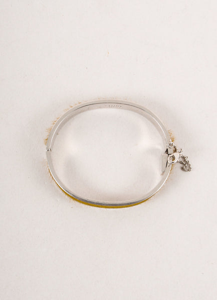 Silver Toned and Chartreuse Ponyhair Chain Cuff