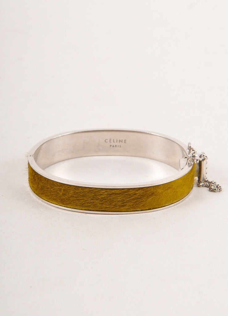 Silver Toned and Chartreuse Ponyhair Chain Cuff