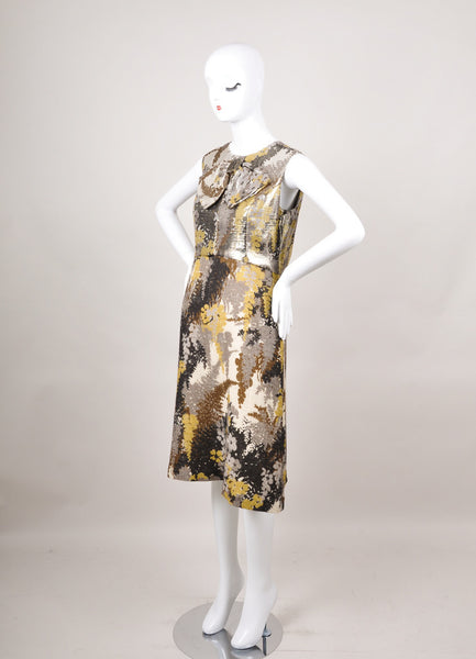 New With Tags Multicolor Foliage Print Bow Detail Sleeveless Dress