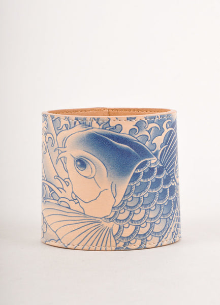 New With Tags Tan and Blue Leather Tattoo Print Cuff Bracelet