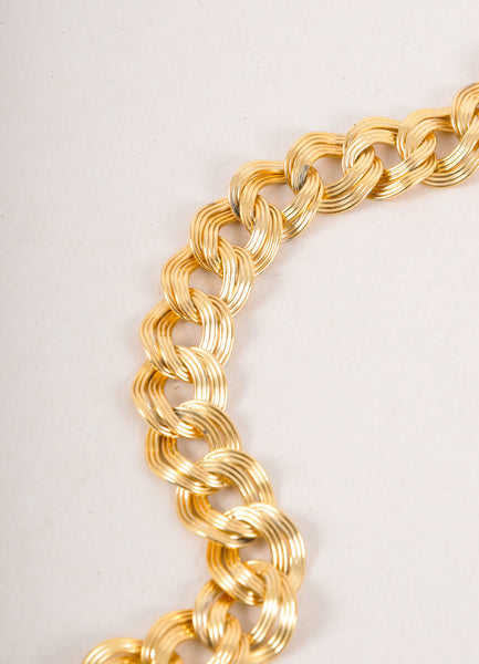 Gold Toned and Turquoise Chain Link Stone Necklace