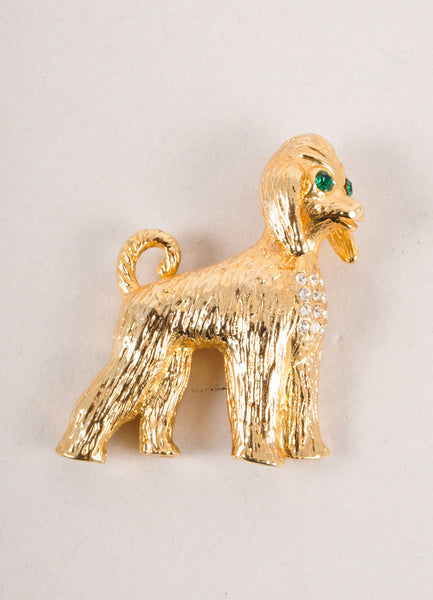 Vintage Gold Toned Rhinestone Detail Dog Pin