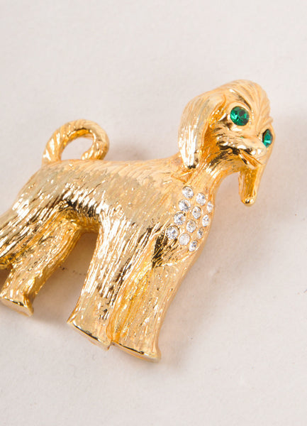 Vintage Gold Toned Rhinestone Detail Dog Pin