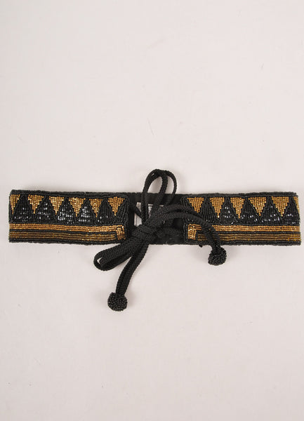 Black and Bronze Beaded Tie Belt