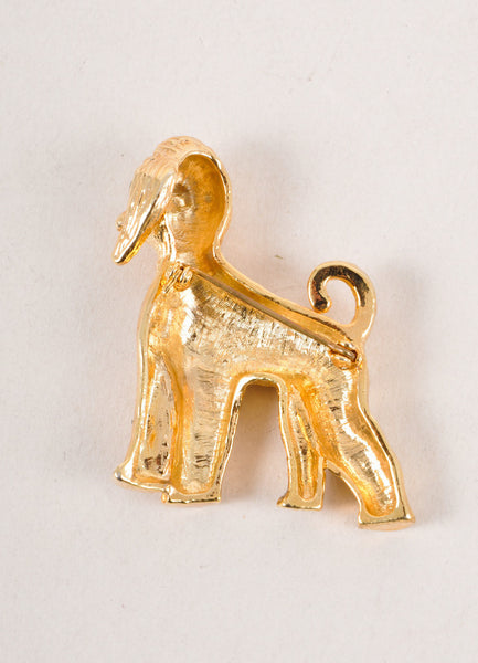 Vintage Gold Toned Rhinestone Detail Dog Pin