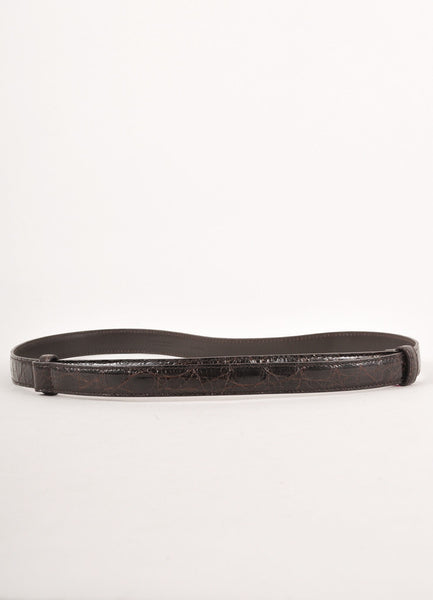 Dark Brown Crocodile Leather Belt