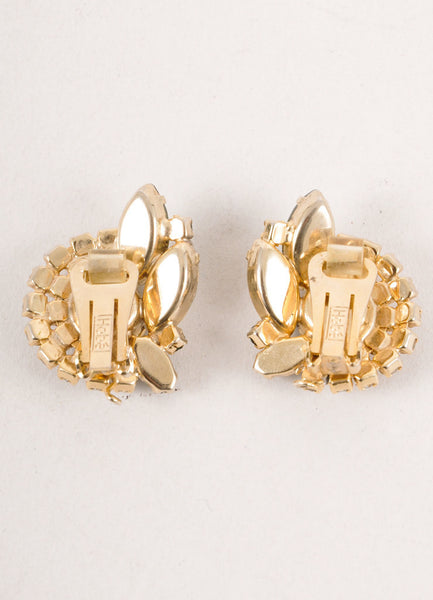 Green and Silver Toned Rhinestone Earrings