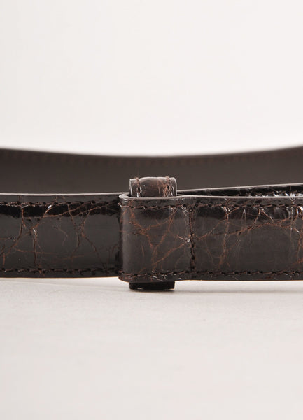 Dark Brown Crocodile Leather Belt