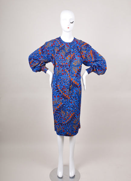 Blue and Multicolor Floral Print Shift Dress